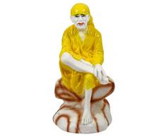 IBA Indianbeautifulart Religiöse Lord Sai Baba Polyresin Dekofigur Tischdeko Auto Dekoration