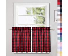 CAROMIO Gardinen mit Karomuster, Karomuster, Küchen-Ebene, Volant, Vorhänge, zum Raffen, Schatten, Fenster, Küche, Café, Badezimmer, Fenster, Mehrfarbig Country Rustic Tiers|24 L rot/schwarz