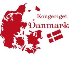 Graz Design 630217_57_031 Wandtattoo Deko Bür Wohnzimmer Aufkleber Landkarte Welt Dänemark Danmark Flagge Kopenhagen 76x57cm Rot