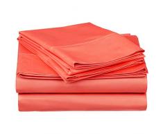 Impressions Bettwäsche aus echter ägyptischer Baumwolle, Fadendichte 300 , Korallenrot, Doppelbett