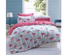 Sleepdown Flamingo Stripe Bettwäsche-Set für King-Size-Betten, Baumwolle, Mehrfarbig