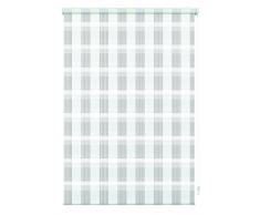 GARDINIA Doppelrollo zum Klemmen oder Kleben, Duo-Rollo/ Seitenzugrollo, Transparente und blickdichte Streifen, Alle Montage-Teile inklusive, Karo weiß, 45 x 150 cm (BxH)