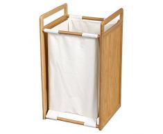 MSV Praktischer Wäschesammler Wäschekorb Wäschesortierer in 34 x 35 x 62 cm - Bambus Design