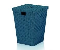 Kela 23088 Wäschebox, Geflochtenes Faserband, 40 x 40 x 52 cm, Alvaro, Petrol