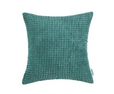 CaliTime Kissenbezüge Kissenhülle Kissenbezug Komfortabler Supersoft-Cordmais Gestreift Beidseitig Dekokissenbezug 45cm x 45cm Türkis