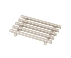 iDesign Kyoto Seifenablage, Seifenschale aus Metall im Gitter-Design, mattsilberfarben