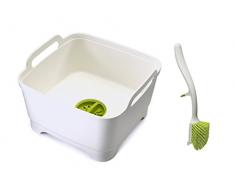 Joseph Joseph Wash and Drain Waschschüssel und Spülbürste Set, weiß/grün