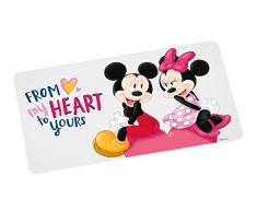 Disney Mickey Mouse Brettchen Disney Mickey MY HEART, Frühstücksbrett Melamin, Weiß-bunt, 23,5 x 14 x 0,5 cm.