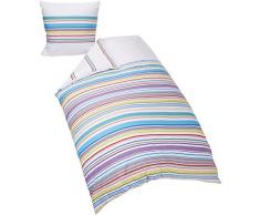 Matt&Rose Bettwäsche-Set, Baumwolle, Weiss mit Bunten Streifen, 155 x 220 cm, 2-Einheiten