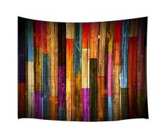 NYMB bunte Holz-Wandteppich, Wandbehang, rustikale Holzplanken, Scheune, Bauernhof, Wandteppich, Kunst für Zuhause, College, Wohnzimmer, Schlafzimmer, Tagesdecke 71W By 60L mehrfarbig