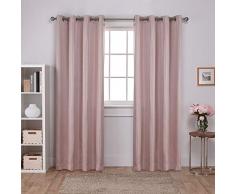 Exclusive Home Verdunkelungsvorhang Carling, isolierender, verdunkelnder Webvorhang mit Ösen, Korbgeflecht-Textur, 1 Paar, Polyester, Blush, 52x108