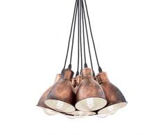 EGLO Pendellampe Priddy 1, 7 flammige Vintage Pendelleuchte im Industrial Design, Retro Hängelampe aus Stahl, Farbe: Kupfer antik, Fassung: E27