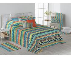 Stilia Tagesdecke für den Sommer, Bedruckt mit Kissenbezügen, Modell Boho, Mehrfarbig, 250 x 270 cm