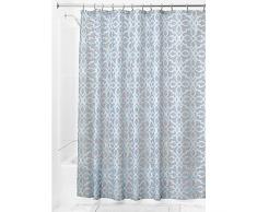 InterDesign Adele Duschvorhang | Duschvorhang mit Ösen in 183,0 cm x 183,0 cm | waschbarer Duschvorhang mit tollem Muster | Polyester grau/blau