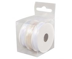 Rayher 5166502 Satinbänder, weiß, 3 mm, 3 Rollen à 6 m, Box 18 m