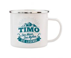 History & Heraldry Echter Kerl Emaille Becher, Timo, Mehrfarbig