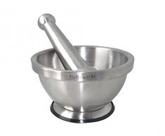 Vin Bouquet FIH 020 - Mörser mit Stößel, Ø 14 cm, mit rutschfester Basis, edelstahlfarben