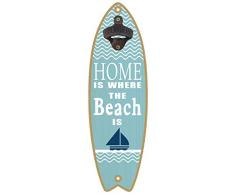 SJT (sjt07210) Home is Where The Beach ist (Boot & Wasser Bild) Flaschenöffner 12,7 x 40,6 cm Surfbrett Plaque