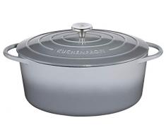 Küchenprofi Provence Gusseisen Bräter, Gusseisen Topf, Oval 35 cm, schwarz