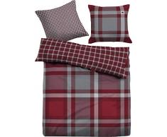 TOM TAILOR 0069917 Satin Bettwäsche Garnitur mit Kopfkissenbezug (Baumwolle) 1x 155x220 cm + 1x 80x80 cm, Barolo