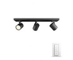 Philips Hue LED 3-er Spot Runner inkl. Dimmschalter, dimmbar, alle Weißschattierungen, steuerbar via App, schwarz, kompatibel mit Amazon Alexa (Echo, Echo Dot)