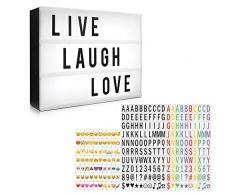 Eutuxia Kino-Lichtbox mit Buchstaben – LED-Lichtbox, Raumdeko-Schild, Partyzelt, beleuchtetes Schild, personalisierbar, A4, weiße LED-Briefkasten mit leuchtenden Buchstaben Lightbox Set