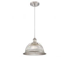 Westinghouse Lighting Einflammige Pendelleuchte, Ausführung in gebürstetem Nickel mit geriffeltem Klarglas, Glas, 1 W, 30 x 30 x 153 cm