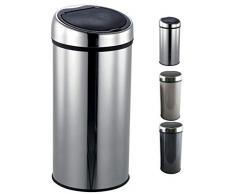 MSV Design Treteimer Abfalleimer Mülleimer mit Inneneimer geruchsdicht - 30 Liter - mit Touch Automatik und Inneneimer Silber