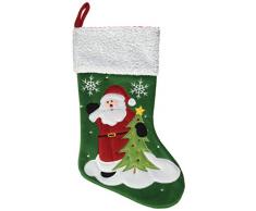 HEITMANN DECO Filz-Nikolausstiefel zum Befüllen und Aufhängen - Nikolaus-Strumpf - Grün mit weihnachtlicher Stickerei
