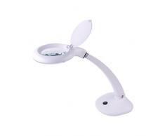 KEMOT NAR0298 Werkstattlampe mit Lupe, Lupenlampe mit Licht, 3D+12D (T4 12W), Glas, weiß