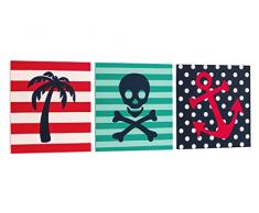 Premier Housewares Buchstützen, Piratenmotiv, MDF, Mehrfarbig, 1 x 20 x 20 cm