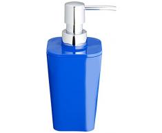 WENKO 20318100 Seifenspender Candy, Flüssigseifen-Spender, Spülmittel-Spender Fassungsvermögen: 0,33 l, Polystyrol, 8,8 x 17,4 x 7,3 cm, blau