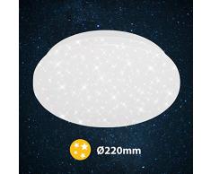 Briloner Leuchten LED Deckenleuchte, Deckenlampe mit Sternendekor, 8 Watt, 900 Lumen, 4.000 Kelvin, Weiß, Rund, Ø 22cm