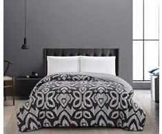 DecoKing Tagesdecke 220 x 240 cm schwarz weiß Bettüberwurf zweiseitig pflegeleicht Black White