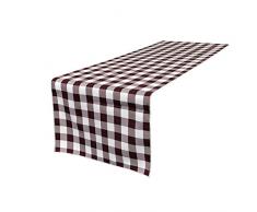 La-Bettwäsche mit kariert Tischläufer, Polyester, White/Burgundy, 35.56 x 274.32 x 0.04 cm