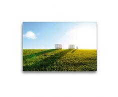 Premium Textil-Leinwand 45 x 30 cm Quer-Format BÃ¤nke auf Deich an der Nordsee | Wandbild, HD-Bild auf Keilrahmen, Fertigbild auf hochwertigem Vlies, Leinwanddruck von Alexander Steinhof