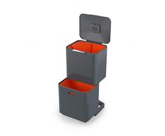 Joseph Joseph IntelligentWaste Totem Max 60 Mülltrennsystem - Abfallbehälter mit separater Recycling-Einheit, inkl. Biomüll-Caddy, 60 Liter - graphit