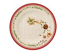 Villeroy & Boch Winter Bakery Delight Frühstücksteller Sternschnuppe, 21,5 cm, Premium Porzellan, Weiß/Rot/Beige