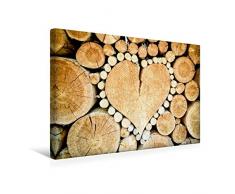 Calvendo Premium Textil-Leinwand 45 cm x 30 cm quer, Herz Holzmaserung | Wandbild, Bild auf Keilrahmen, Fertigbild auf echter Leinwand, Leinwanddruck Menschen Menschen