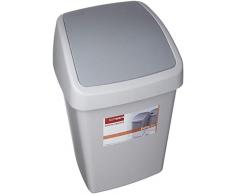 Sunware Delta Abfalleimer mit Schwingdeckel, grau, 10 Liter