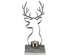 YANKEE CANDLE Nordic Stag Teelichthalter, Metall, Silber, 10.2cm x 10.2cm x 10.8cm