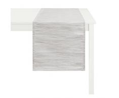 APELT 4503_48x140_28 Tischläufer Uni Struckturstreifen, weiß / grau