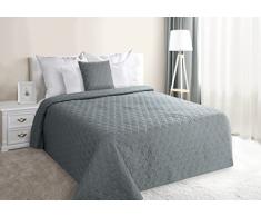 Eurofirany Tagesdecke, Steppdecke Größe: 220 cm x 240 cm, Bettüberwurf Muster Mervin, einfarbig, grau, geometrische Steppung, Kunstfaser