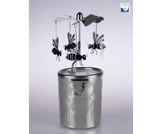 Kerzenfarm Hahn Glaskarussell Teelichthalter Windlicht 84384 Motiv Biene Größe 16 x 6 x 6 cm Glaskarussel, Glas, Silber, 6 cm