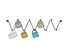 MyGift Handtuchhalter für Kaffeetassen, 9 Haken, Zickzack-Design, Wandmontage, für Küche und Badezimmer Casual Large schwarz