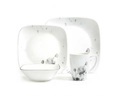 Corelle 3926 Fleurs du Soir Geschirr-Set, Schwarz/Grau