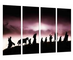 Wandbild - Herr der Ringe, Charaktere, Silhouette, 131 x 62 cm, Holzdruck - XXL Format - Kunstdruck, ref.26865