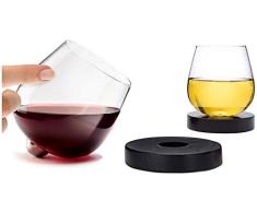 Einzigartige auslaufsicherem Spinning Aura Glas für Wein und Spirituosen mit Untersetzer (Set von 2)