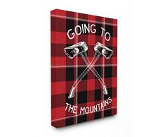 The Stupell Home Décor Collection Going to The Mountains Axes and Plaid Leinwandbild, gespannt, Canvas, Mehrfarbig, 60.96 x 3.81 x 76.2 cm