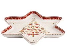 Villeroy & Boch Winter Bakery Delight GroÃe Schale in Stern-Form, Premium Porzellan, WeiÃ/Rot/Beige